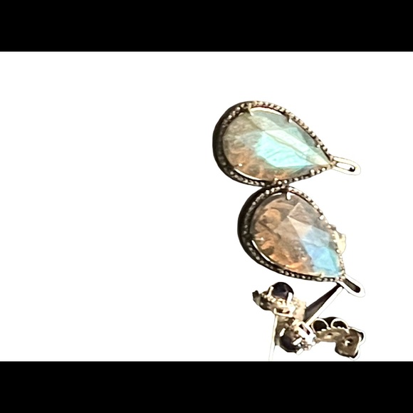 JWBR Labradorite Marcasite amethyst sterling silver tear drop dangle earrings - Picture 11 of 11